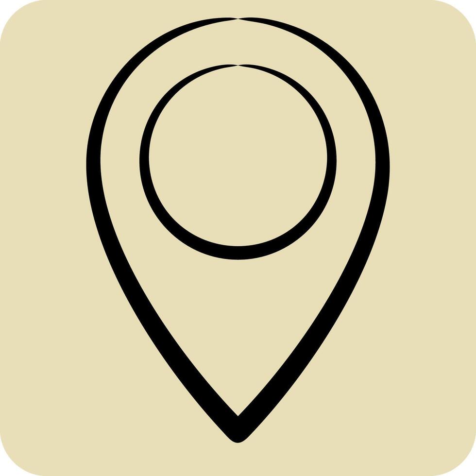 Icon Location Pin. related to Location symbol. hand drawn style. design editable vector