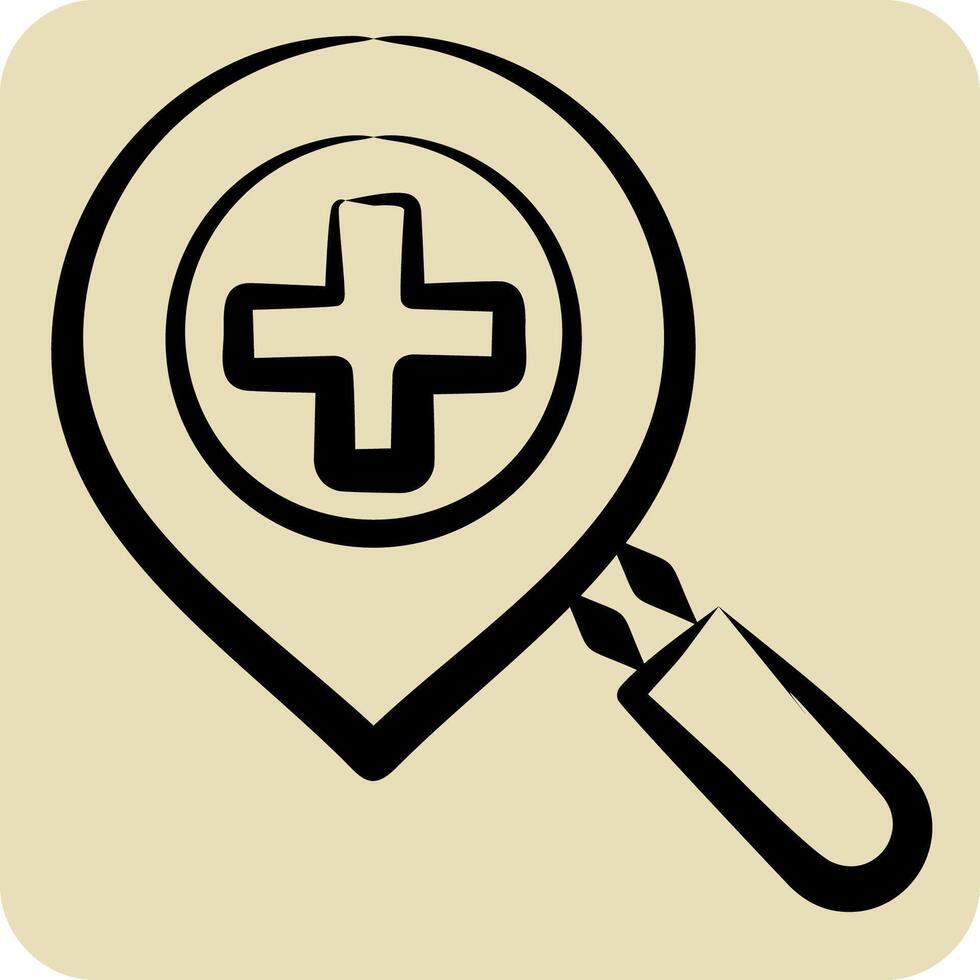 Icon Location Search. related to Location symbol. hand drawn style. design editable vector