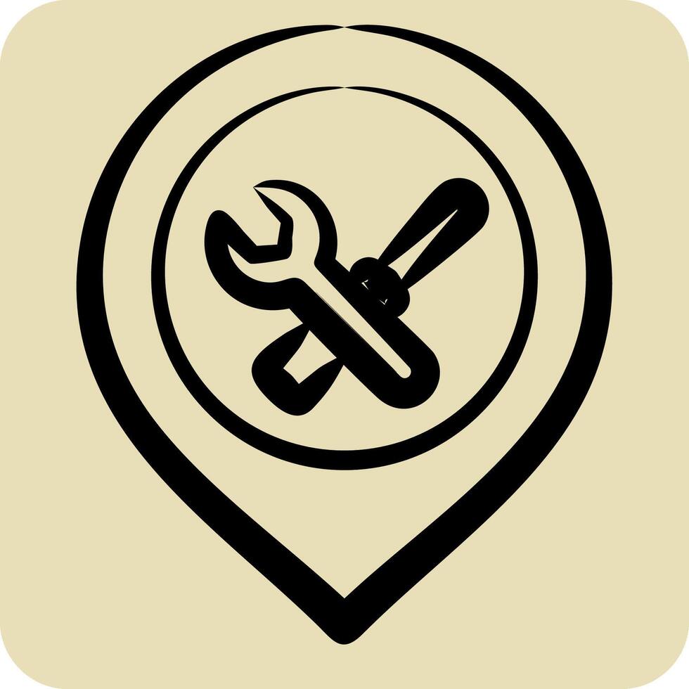 Icon Engineering. related to Location symbol. hand drawn style. design editable vector