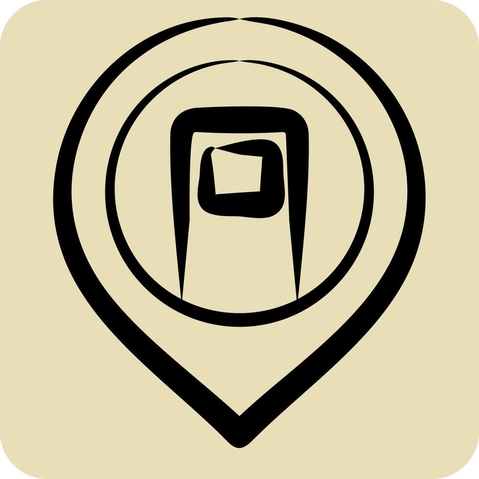 Icon Charging Station. related to Location symbol. hand drawn style. design editable vector
