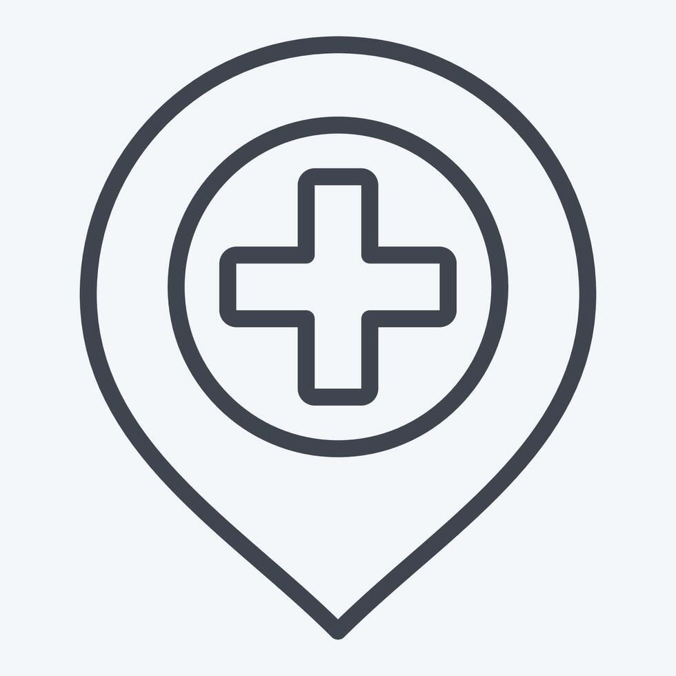 Icon Hospital. related to Location symbol. line style. design editable vector