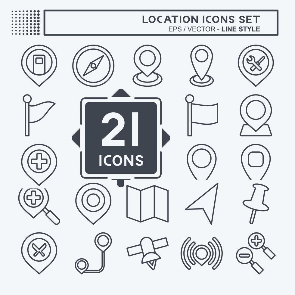 Icon Set Location. related to Holiday symbol. line style. design editable vector