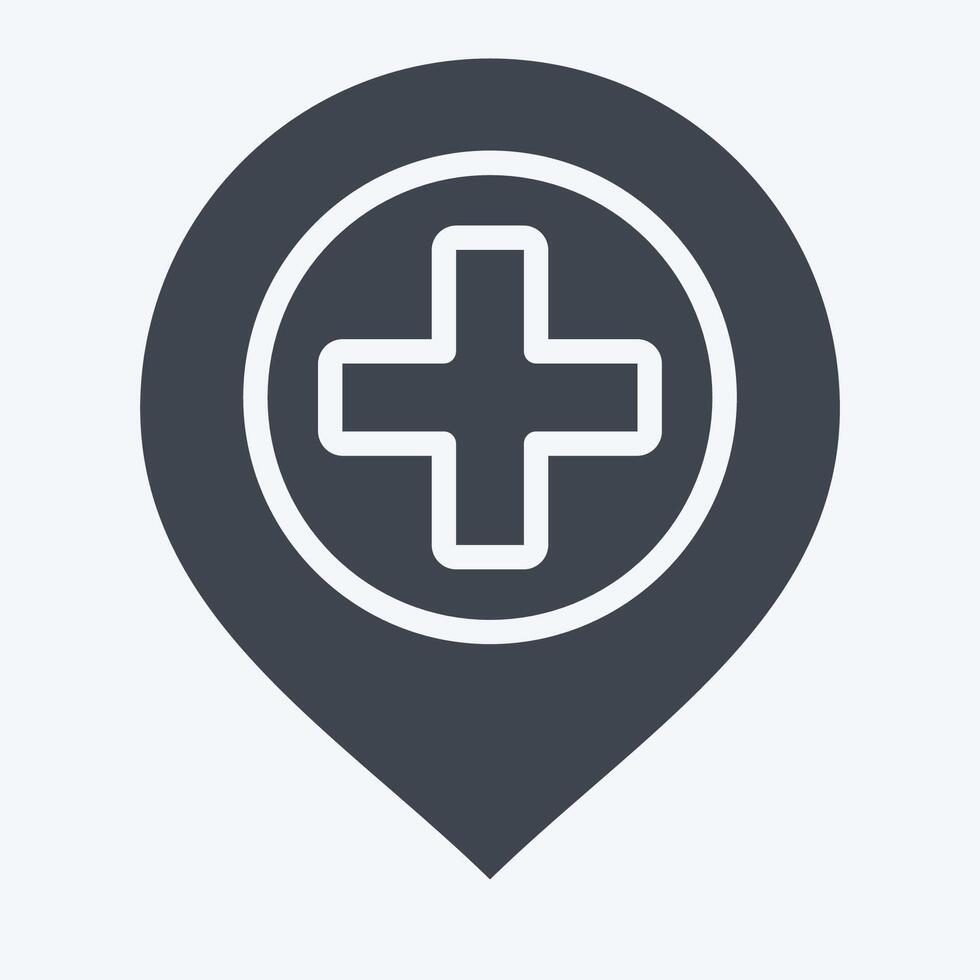 Icon Hospital. related to Location symbol. glyph style. design editable vector