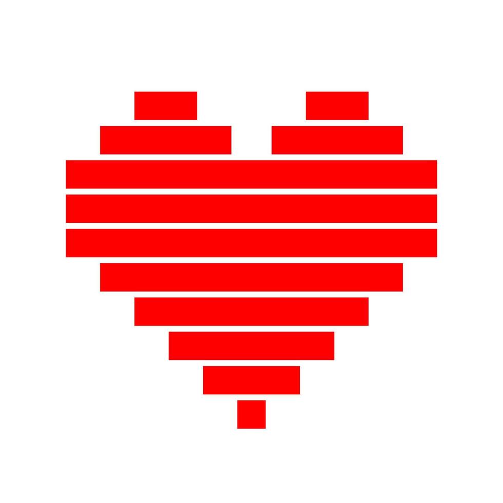 heart shape red horizontal strip isolated on white, square red pixel heart shape for clip art, cute strip horizontal bar heart shape icon, simple heart plain square tile pattern, valentine's love sign vector