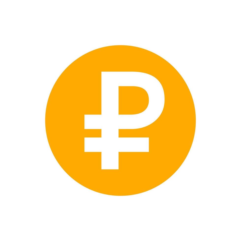 ruble currency coin orange for icon on white, russia ruble money for app symbol, simple flat russian ruble money, currency digital ruble coin for financial concept vector