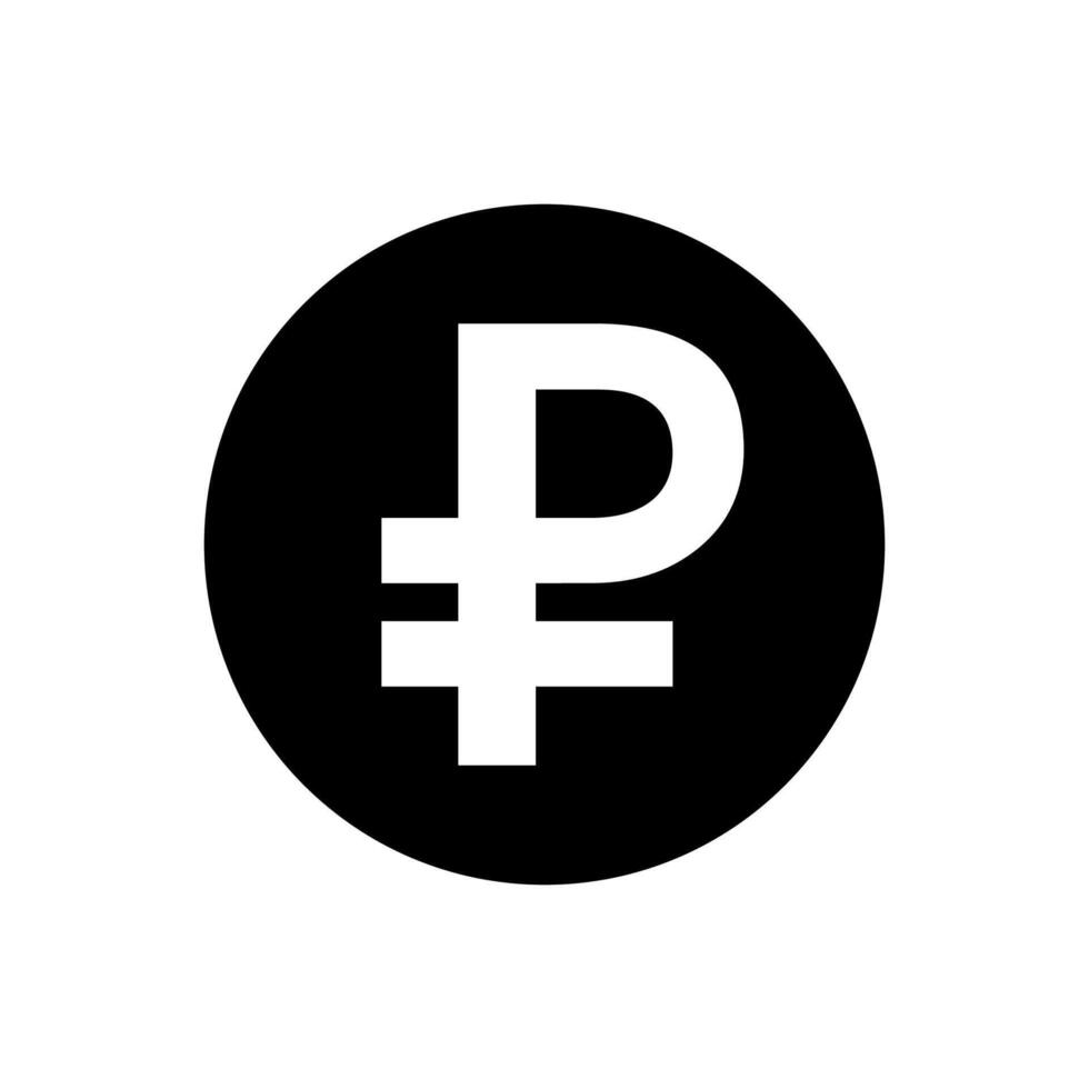 ruble currency coin black for icon isolated on white, russia ruble money for app symbol, simple flat russian ruble money, currency digital ruble coin for financial concept vector