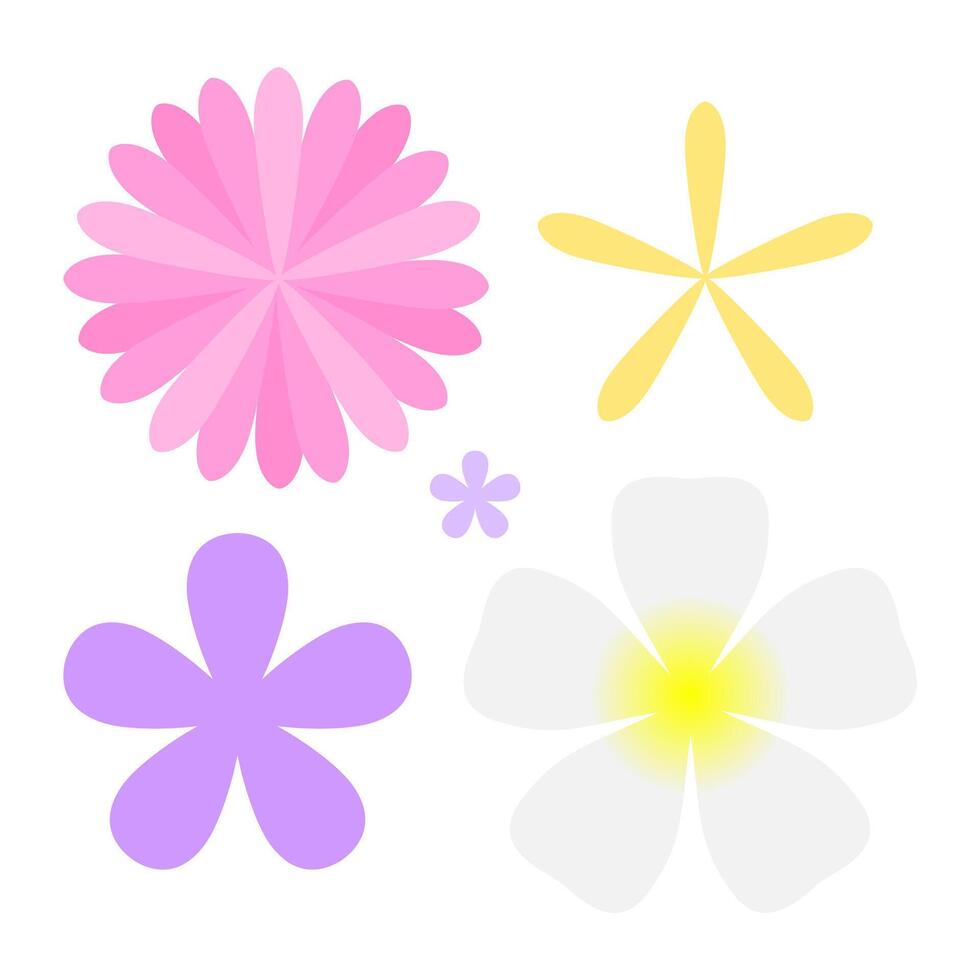 beautiful flower set simple isolated on white, flower blossom set for element decoration, clip art flower soft color for icon, illustration beautiful flower vector