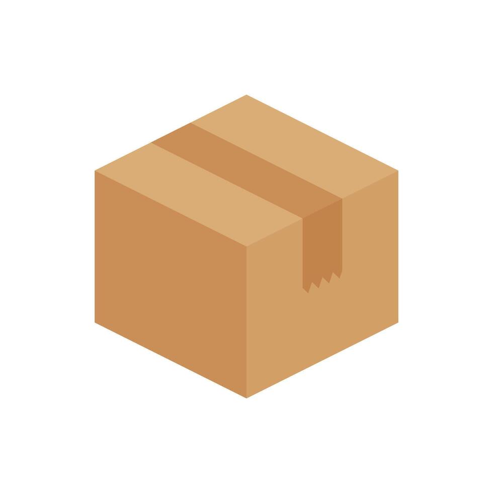 Printcrate boxes 3d, cardboard box brown, flat style cardboard parcel boxes, packaging cargo, isometric boxes brown, packaging box brown icon, symbol carton box isolated on white vector