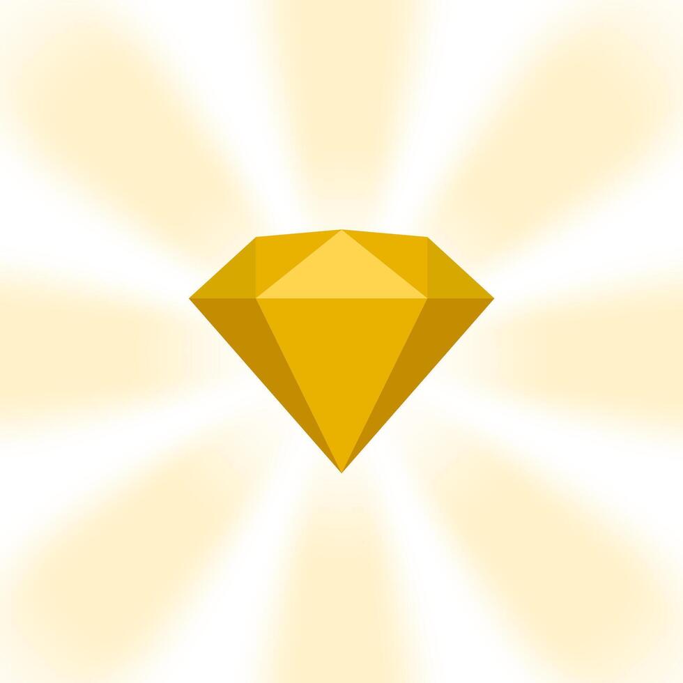 gold diamond gemstone on zoom comics, golden flat diamonds jewelry icon, gold gems on soft rays burst shine background, gold diamond of items game, clip art gemstone for banner jewellery vector
