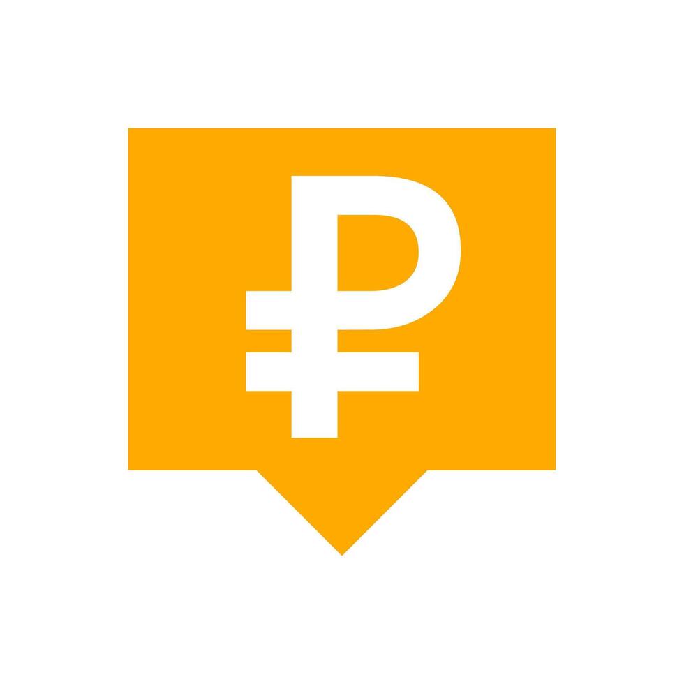 ruble currency symbol in speech bubble square shape for icon, russia ruble money for app symbol, simple flat russian ruble money, currency digital ruble coin for financial concept, isolated on white vector