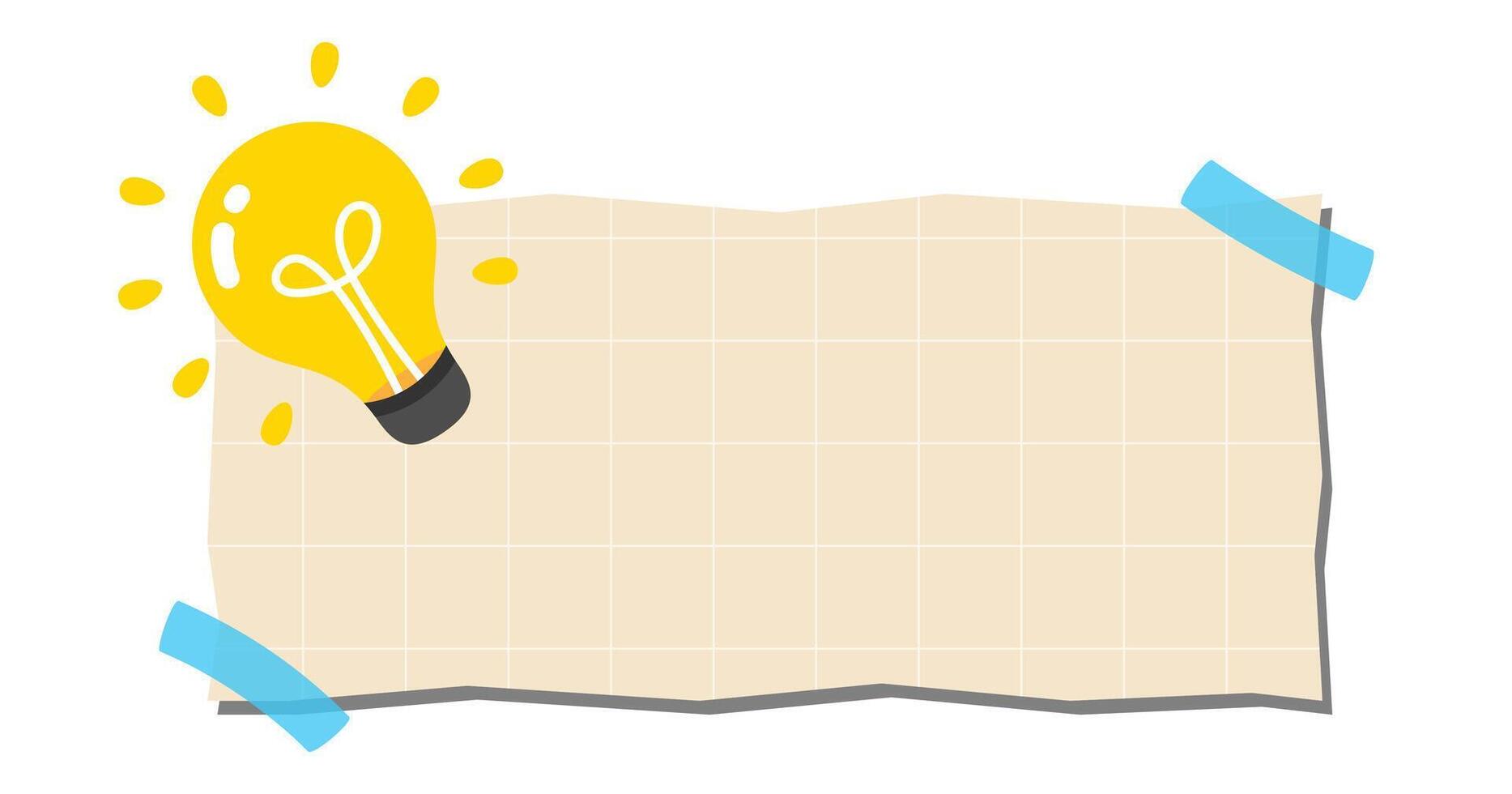 light bulb for idea creative symbol on paper banner background, creative ideas banner for topic article or scribble text, news headlines paper for copy space vector