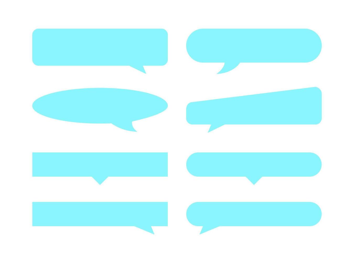 speech bubble horizontal blue pastel soft isolated on white, horizontal frame speech bubble shape, dialog box balloon for text title, discussion chat symbol light blue color, various balloon for talk vector