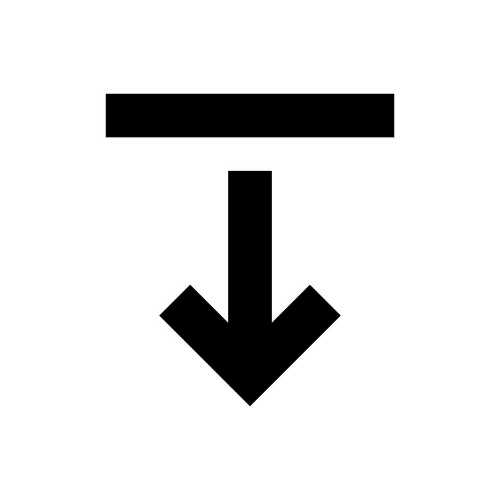 arrow pointing down, download button isolated on white, simple arrow for icon flat line, black arrow up direction, arrow sign of next download and upload concept vector