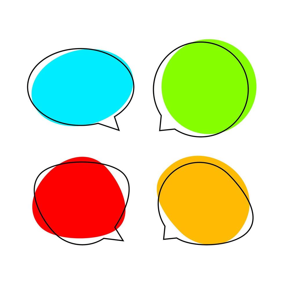 speech bubble for message talk and copy space text, colorful speech bubble isolated on white, label speech bubble red yellow blue and green, template dialog speech sign of a communication vector