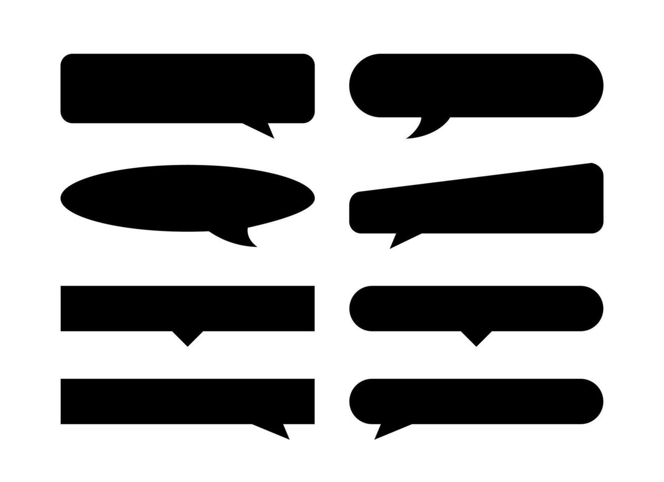 speech bubble black horizontal shape isolated on white, many horizontal frame speech bubble shape, dialog box balloon of text title, discussion chat symbol of copy, balloon speech of talk vector