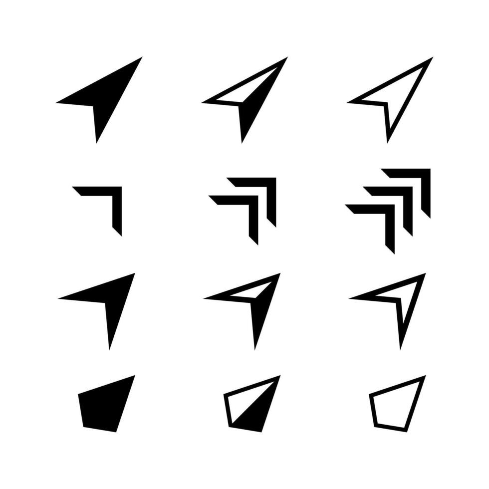 icon arrow set isolated on white, collection arrow cursor symbol for element design, cursor arrow icons black color, arrow symbol for pointer sign vector