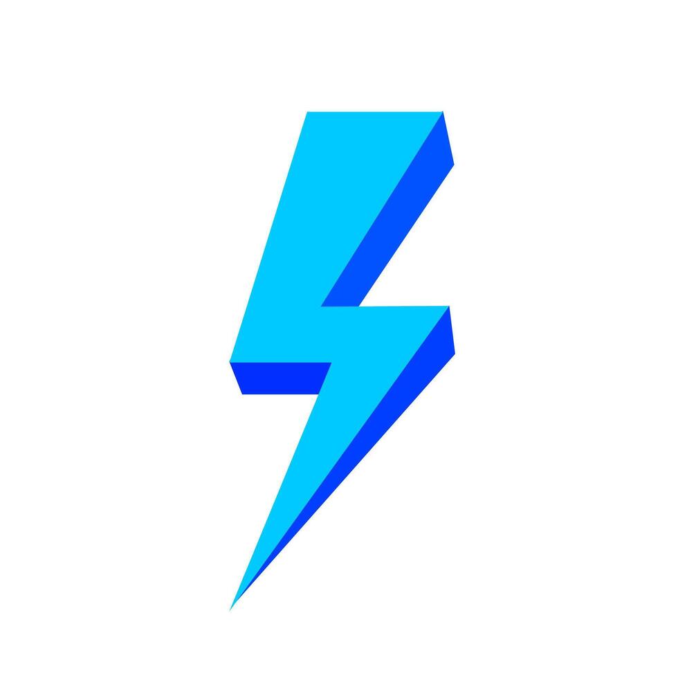 blue thunder icon isolated on white background, thunder storm symbol blue flat lay, clip art thunder, 3d thunder blue for logo vector