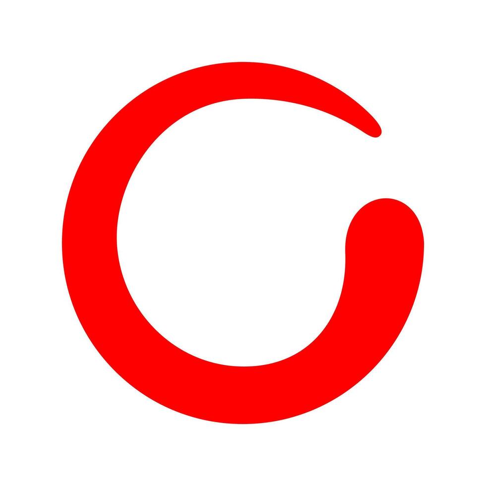 red zen circle isolated on white, zero spiral logo red with lines swirl shape, zen sign, zero symbol vector
