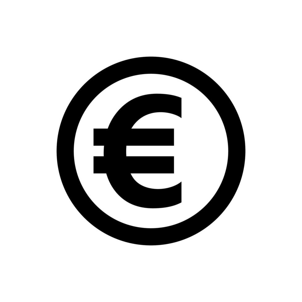 euro currency coin black for icon isolated on white, euro money for app symbol, simple flat euro money, currency digital euro coin for financial concept vector