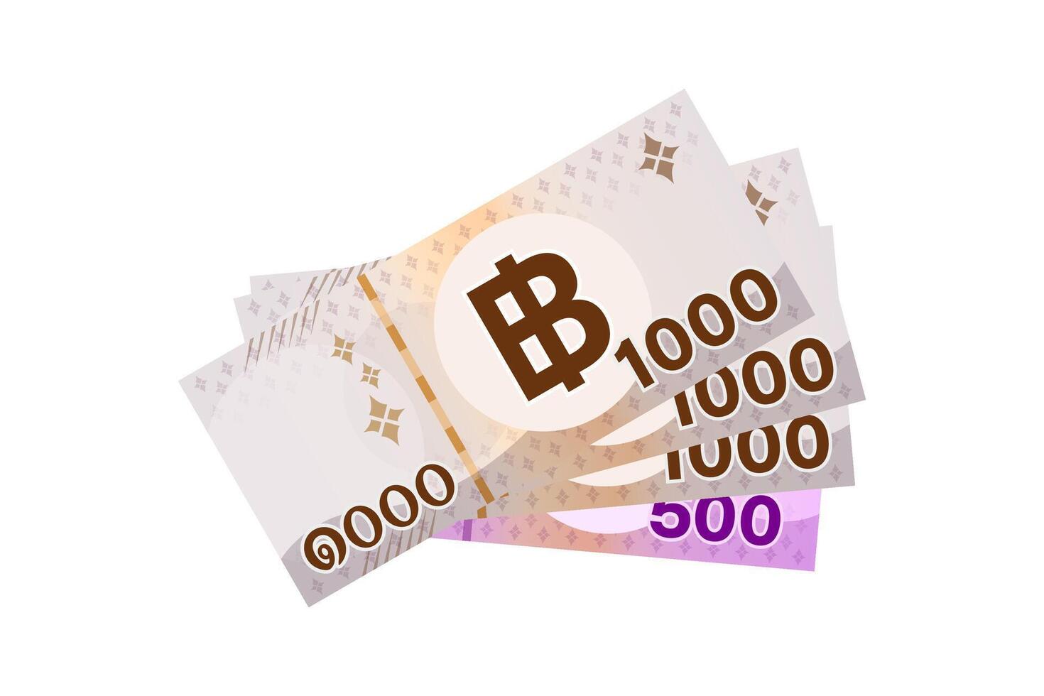 3500 baht thai banknote money, thai currency three thousand five hundred THB concept, bank note money thailand baht for business and finance icon vector