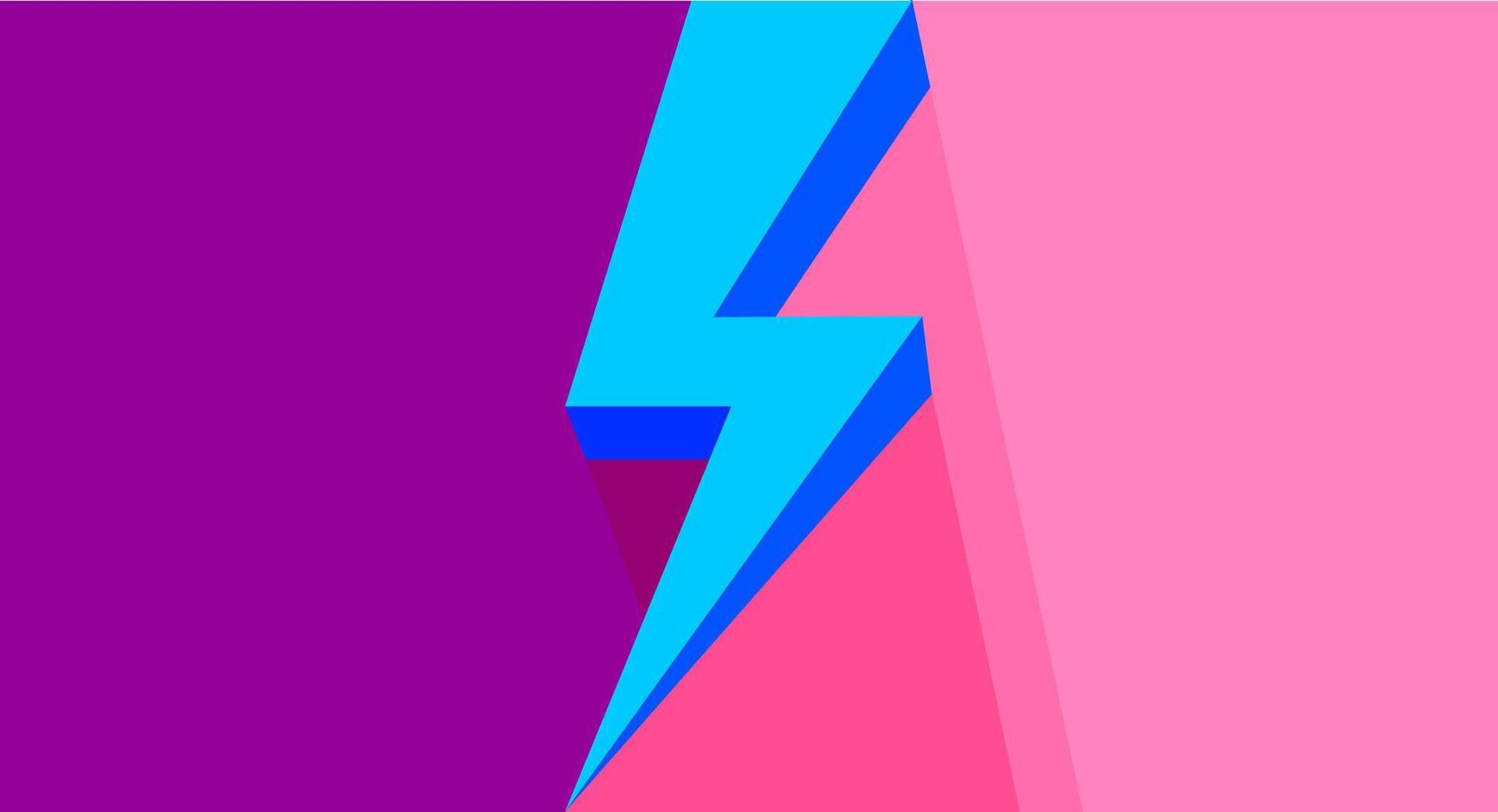 blue thunder on purple pink bright for banner copy space, flash sales graphic template for vs concept ad, thunderstorm symbol for advertising compare, icon shock arrow for flash sales banner promotion vector