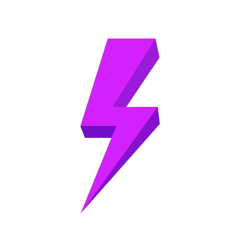 purple thunder icon isolated on white background, thunder storm symbol purple flat lay, clip art thunder, 3d thunder purple for logo vector