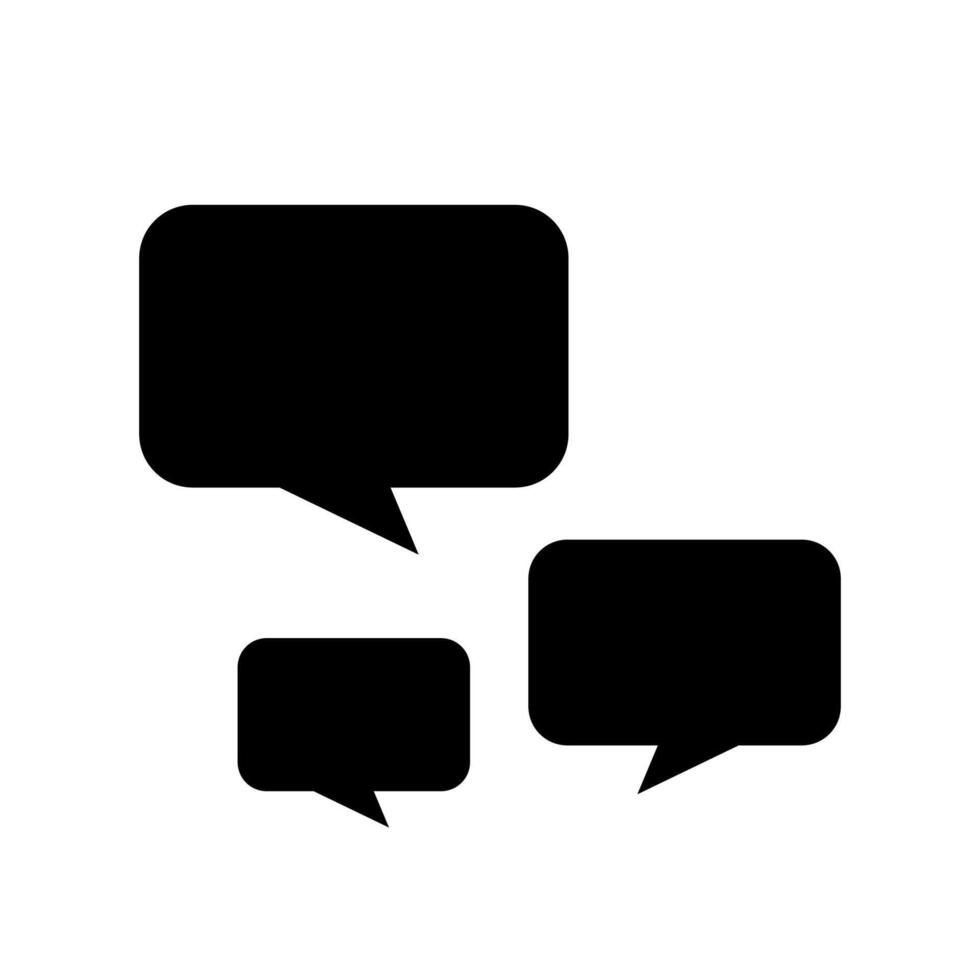 speech bubble square isolated on white, speech balloon sign of communication symbol, black speech bubble for talk text, balloon message icon, dialog chatting graphic for icon talk vector