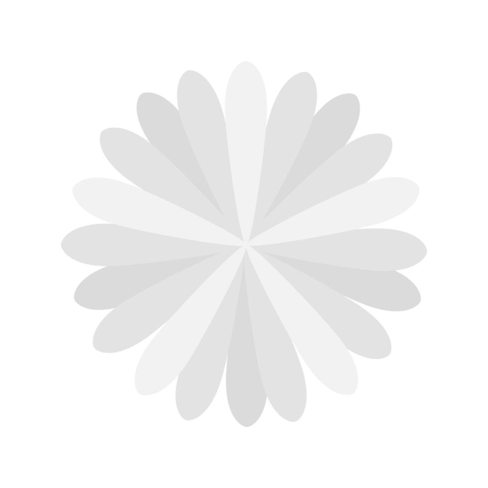 white grey flower single isolated on white background, petals flower white for clip art, illustration flower for kids, simple flower for card decoration graphic vector