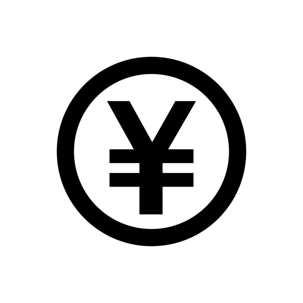 yen currency coin black for icon isolated on white, yen money for app symbol, simple flat yen money, currency digital yen coin for financial concepts vector