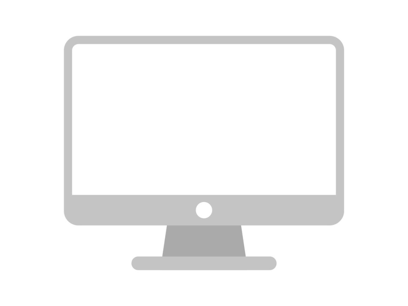 computer icon grey isolated on white background, front monitor screen display symbol, modern computer pc flat for clip art, icons simple lcd digital desktop, computer lcd screen for infographics vector