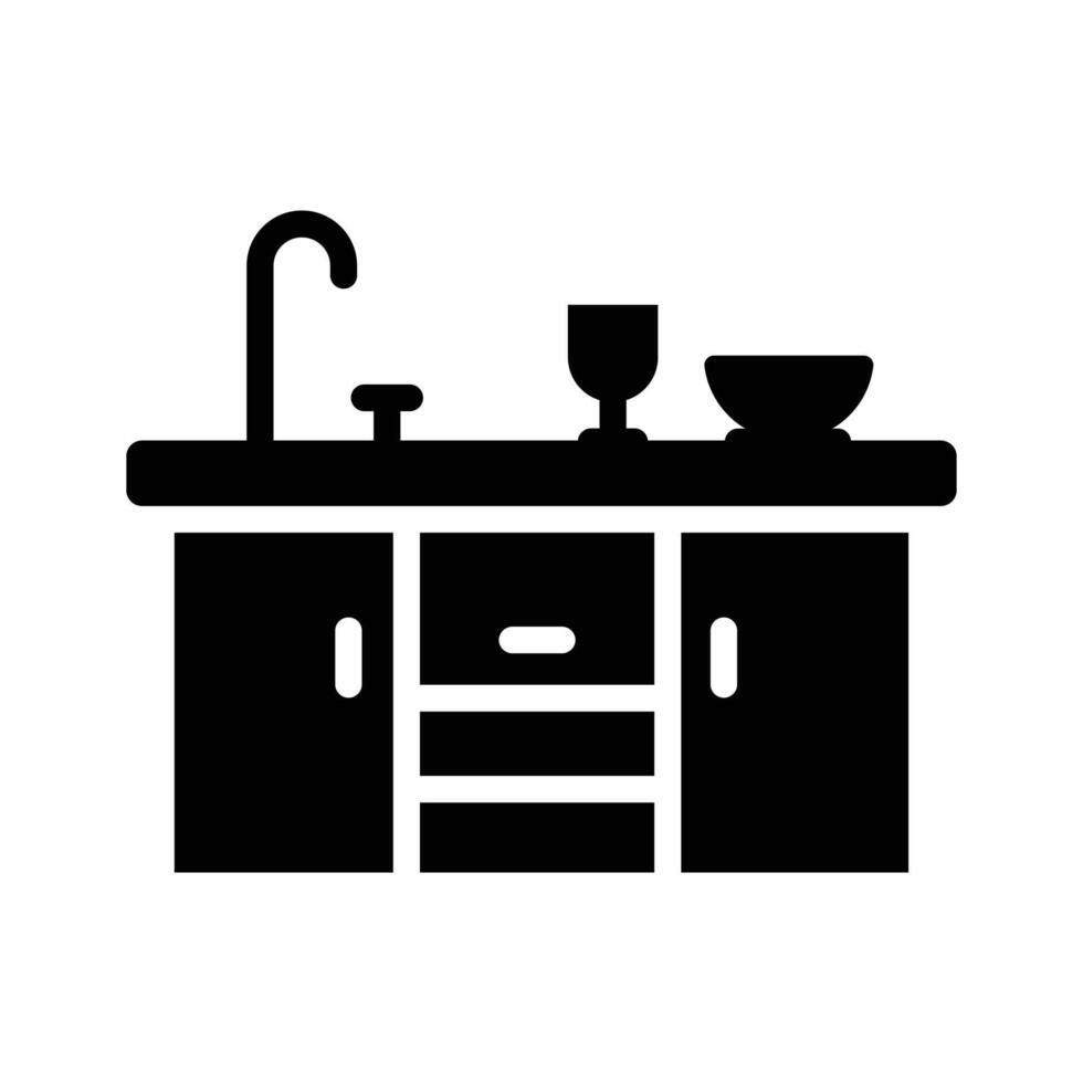 Ready to use glyph style icon depicting kitchen sink counter vector