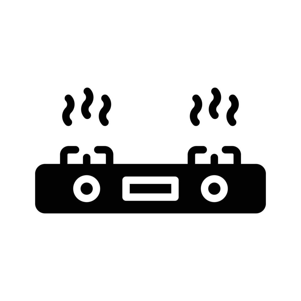 Easy to use customizable glyph icon showing burning stove vector