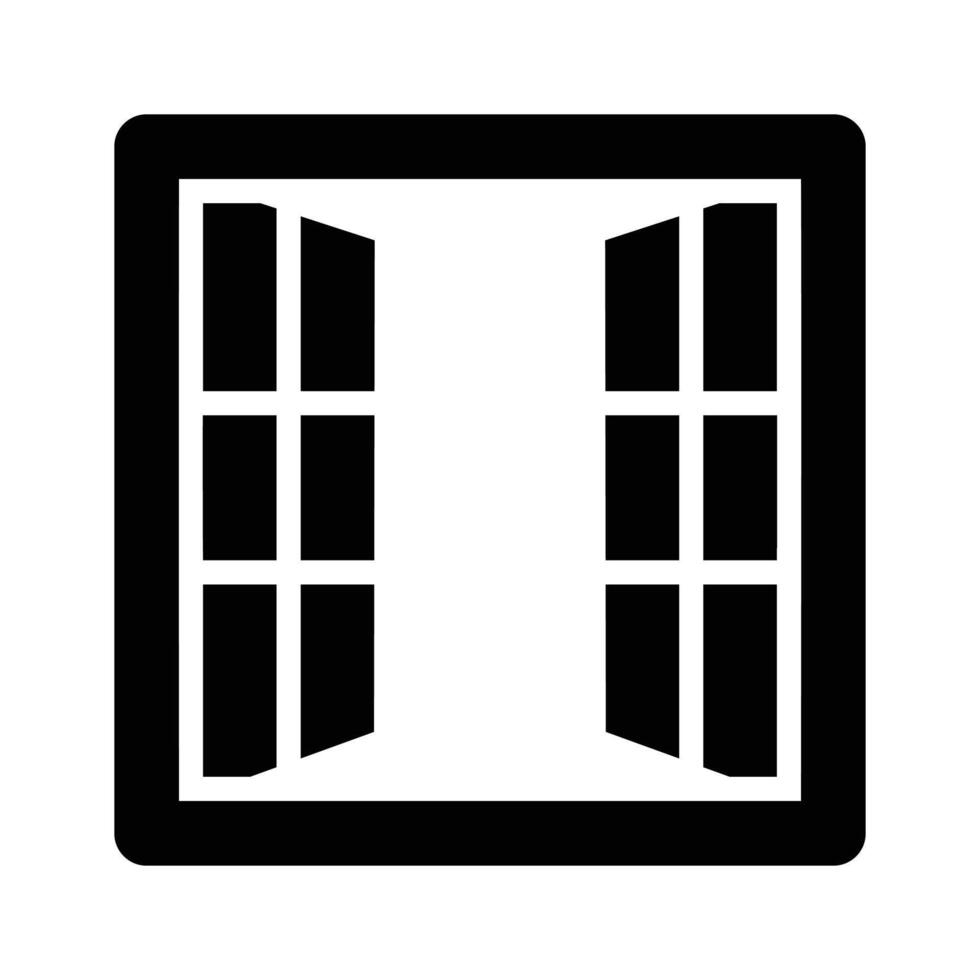 Easy to edit glyph style icon showing open window vector