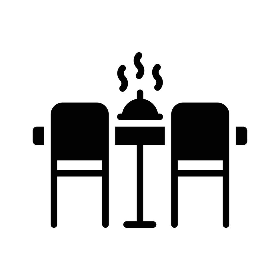 Latest glyph style icon showing wooden dinner table with chairs vector