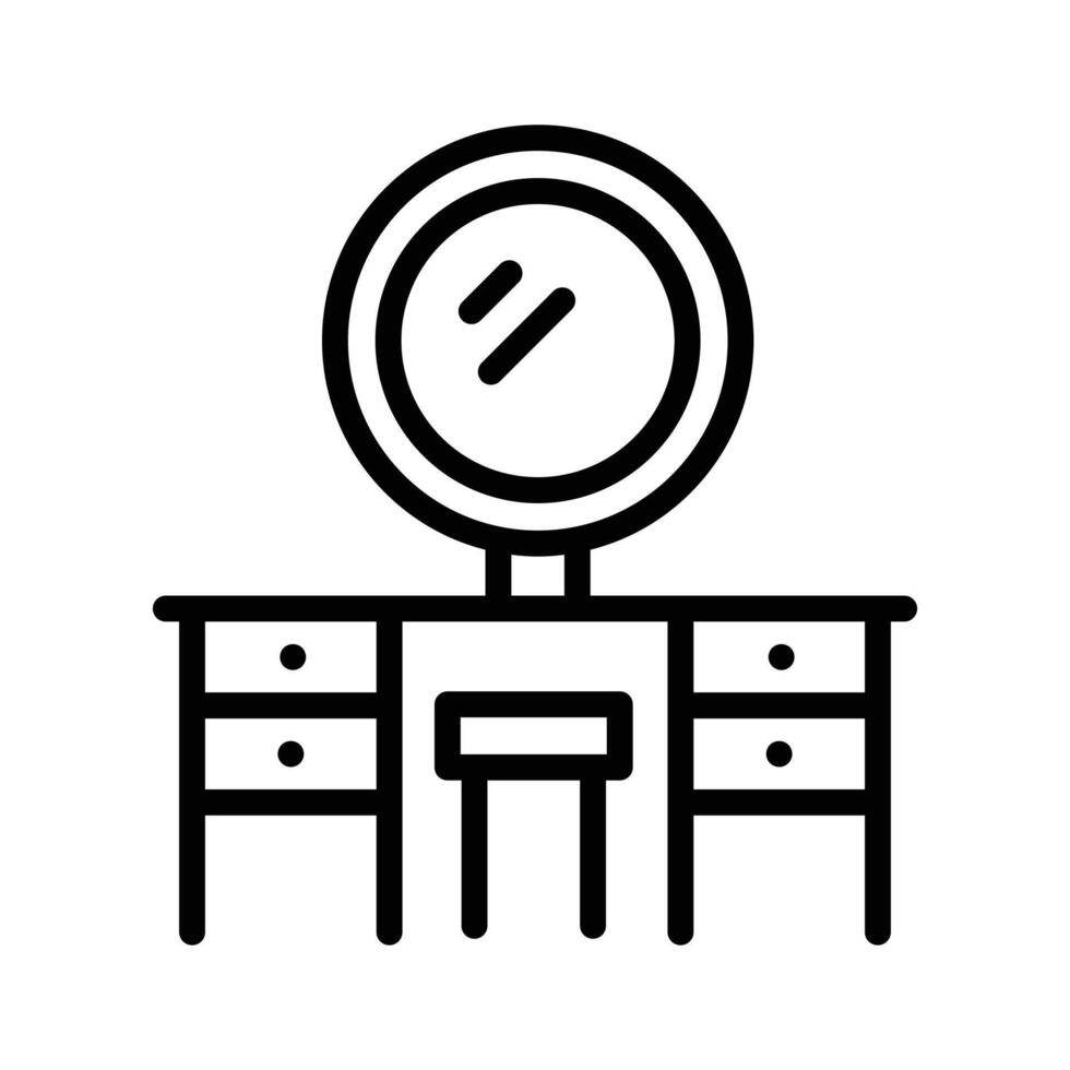 A captivating linear style icon showing wooden dressing table vector