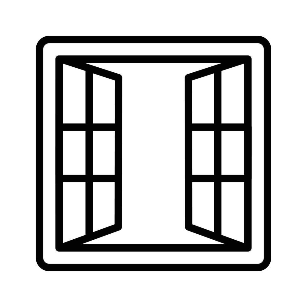 Easy to edit outline style icon showing open window vector