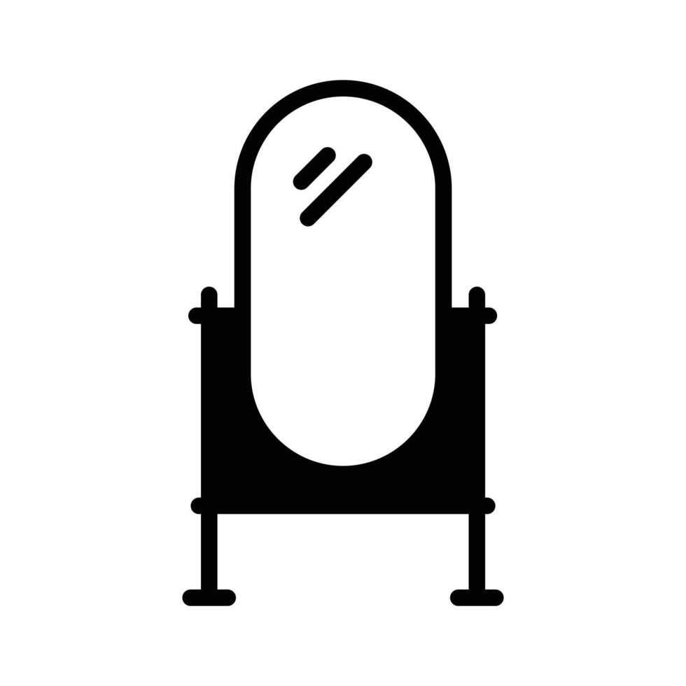 Easy to edit linear style icon of floor mirror decor. vector