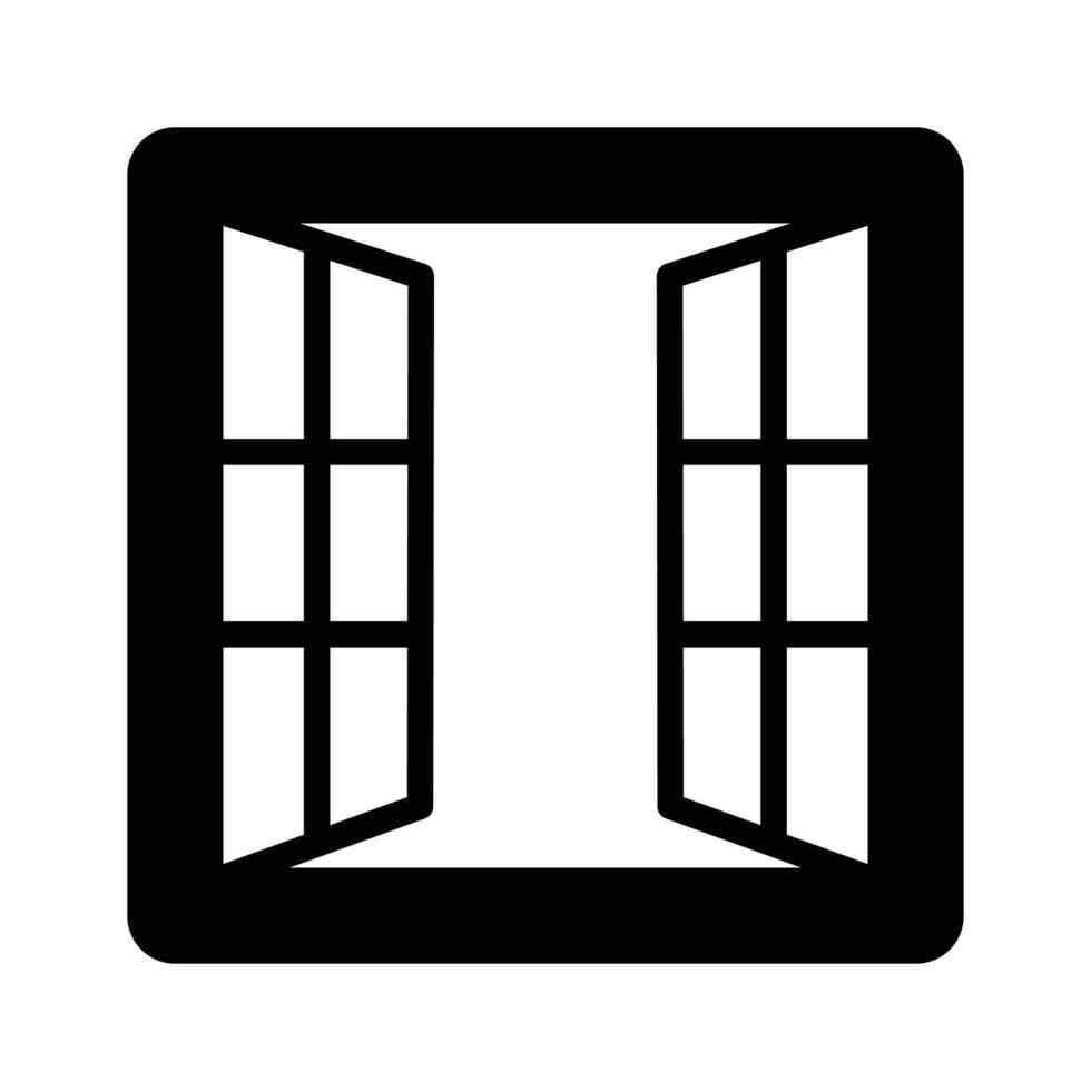 Easy to edit outline style icon showing open window. vector