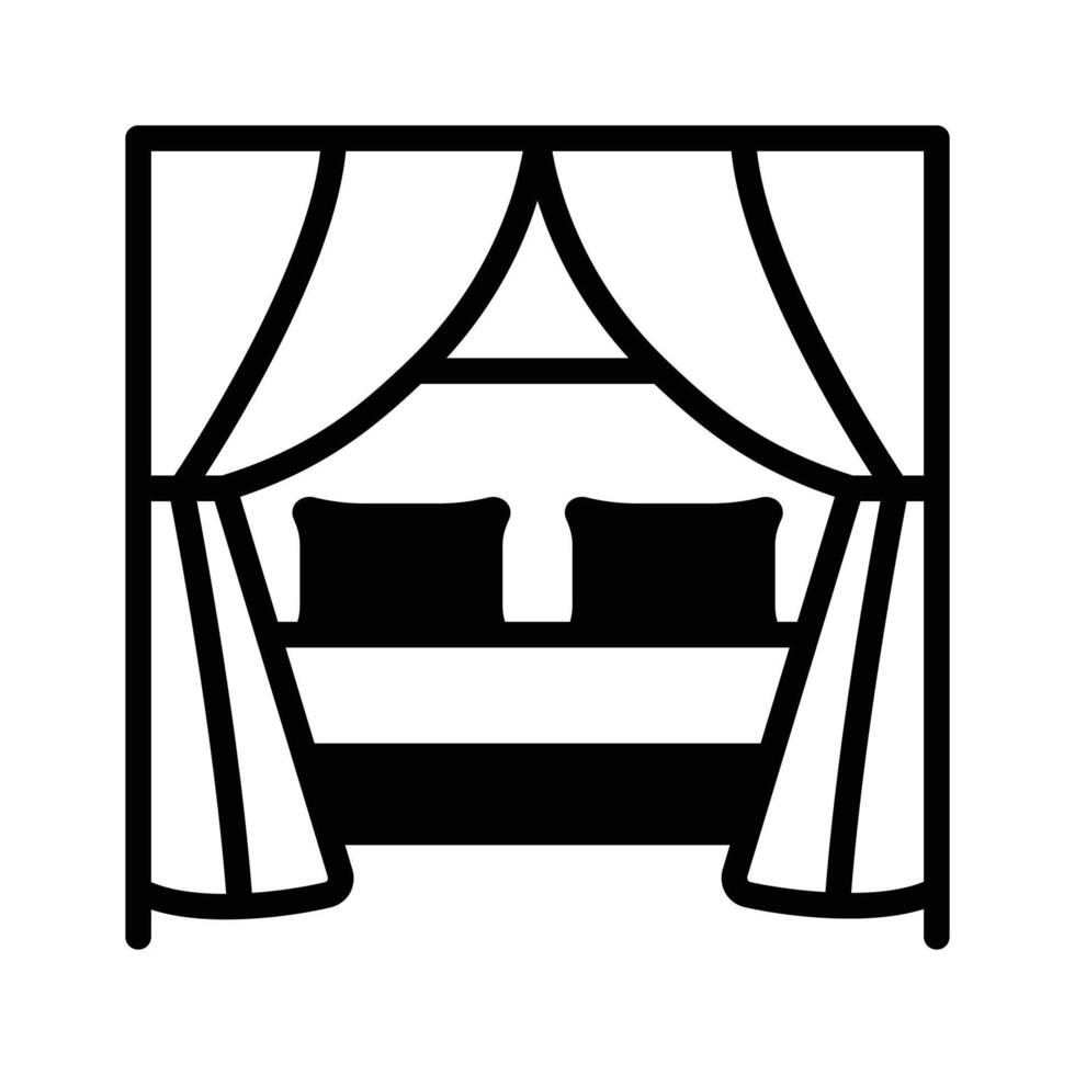 A customizable outline style icon depicting bed curtains. vector