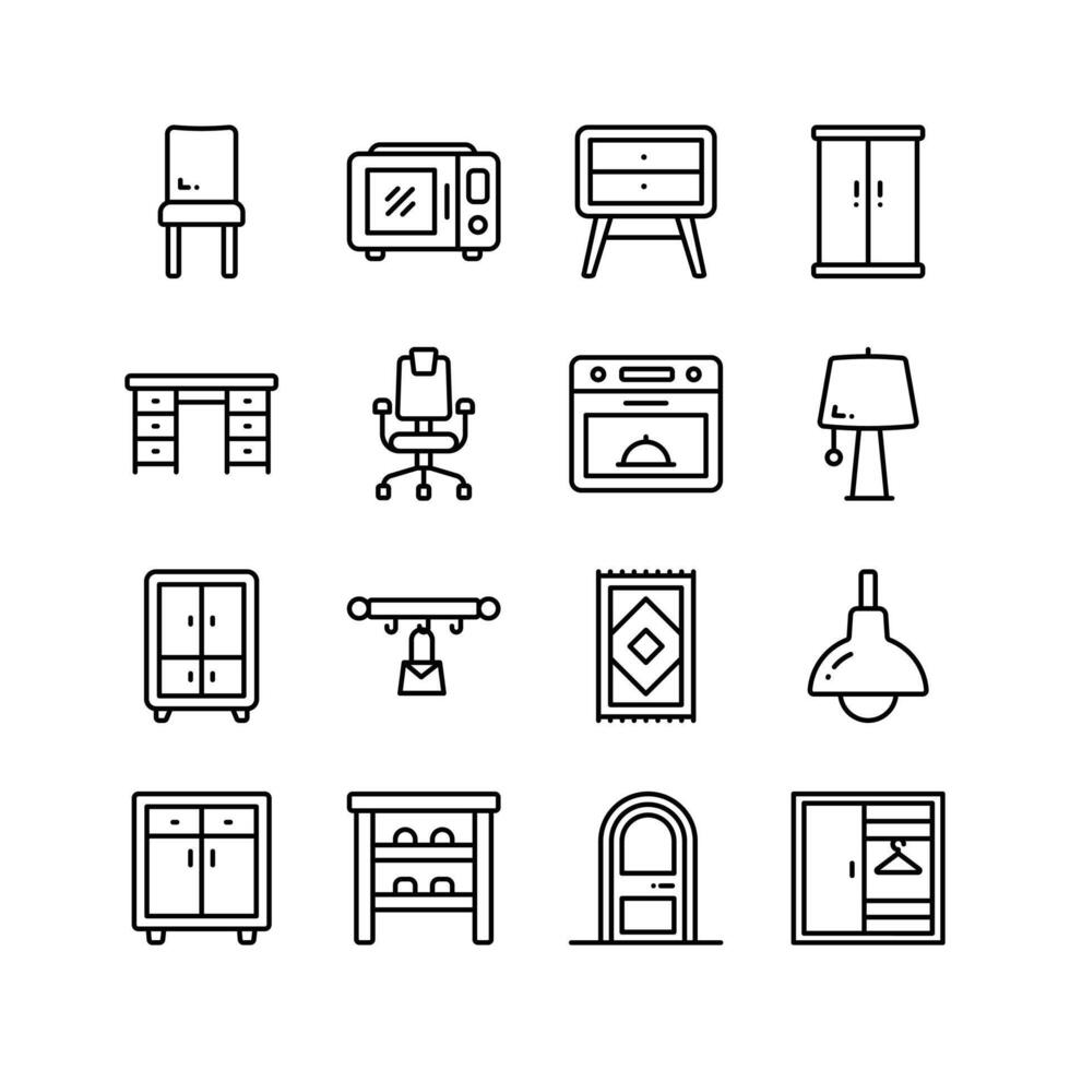 Get this amazing line collection of furniture icons, ready for premium use vector