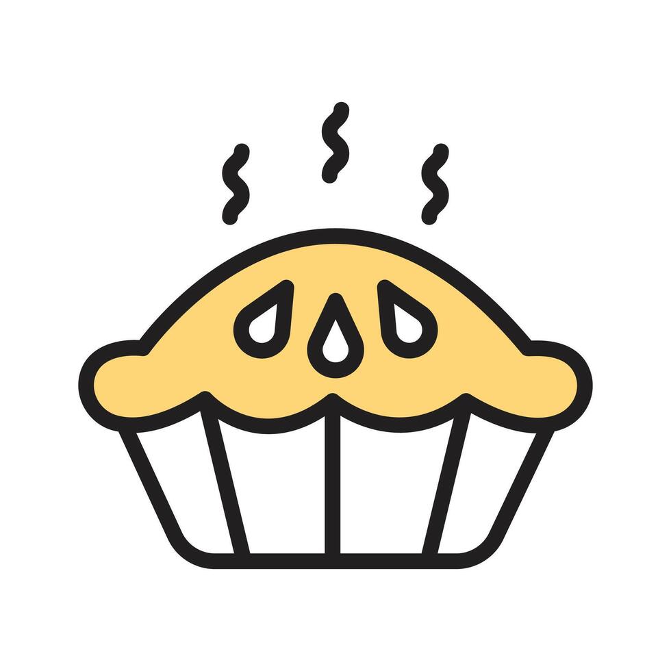 A handy line icon showing hot pie serving vector