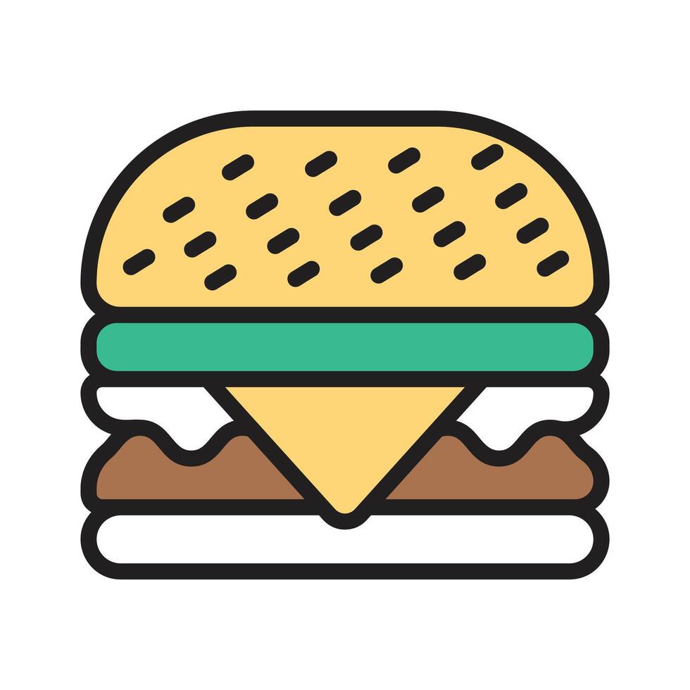 An editable line icon of burger serving vector