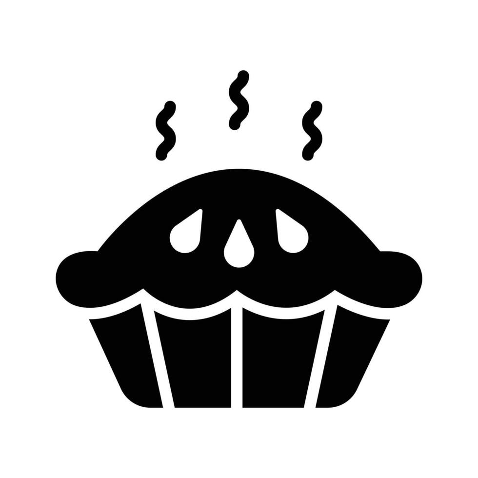 A handy glyph icon showing hot pie serving vector