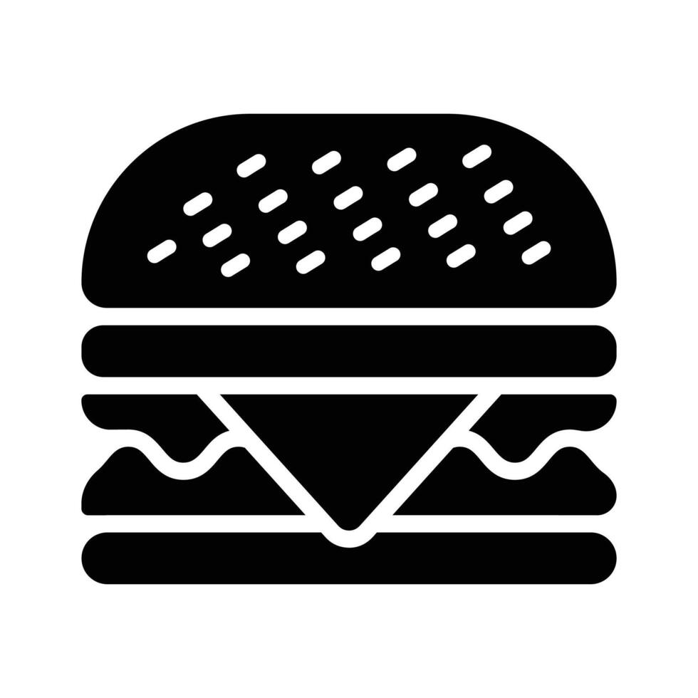 An editable glyph icon of burger serving vector