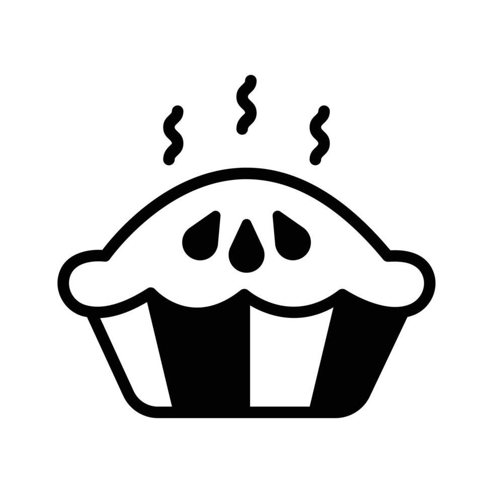 A handy glyph icon showing hot pie serving. vector