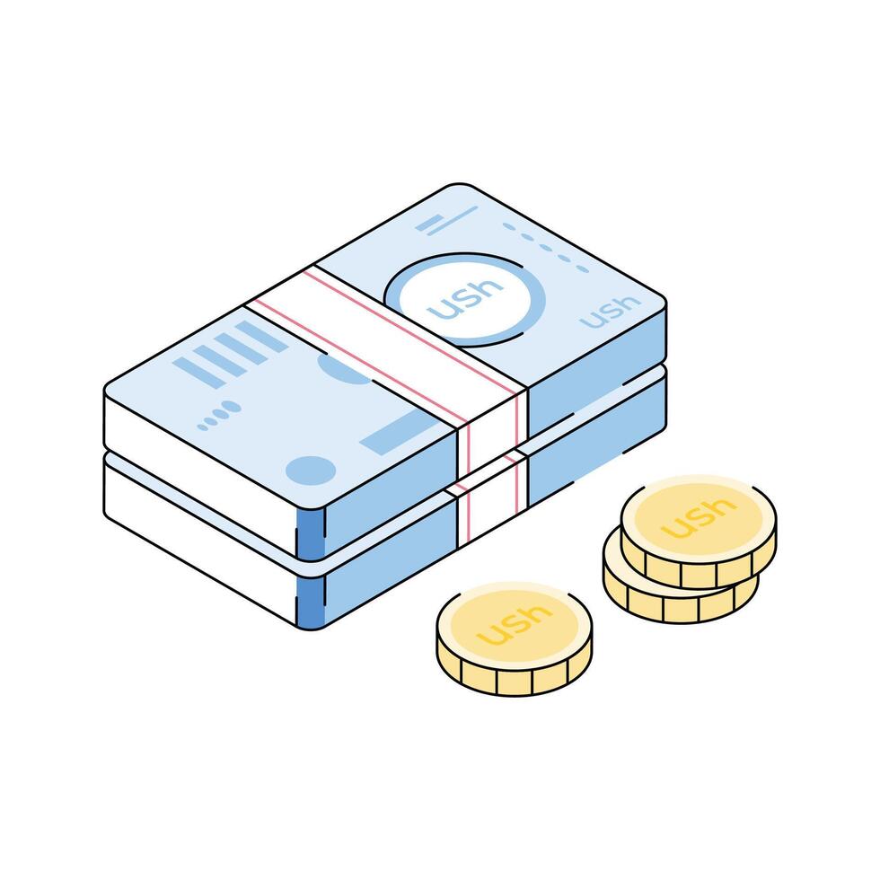 A well designed isometric icon depicting uganda currency vector