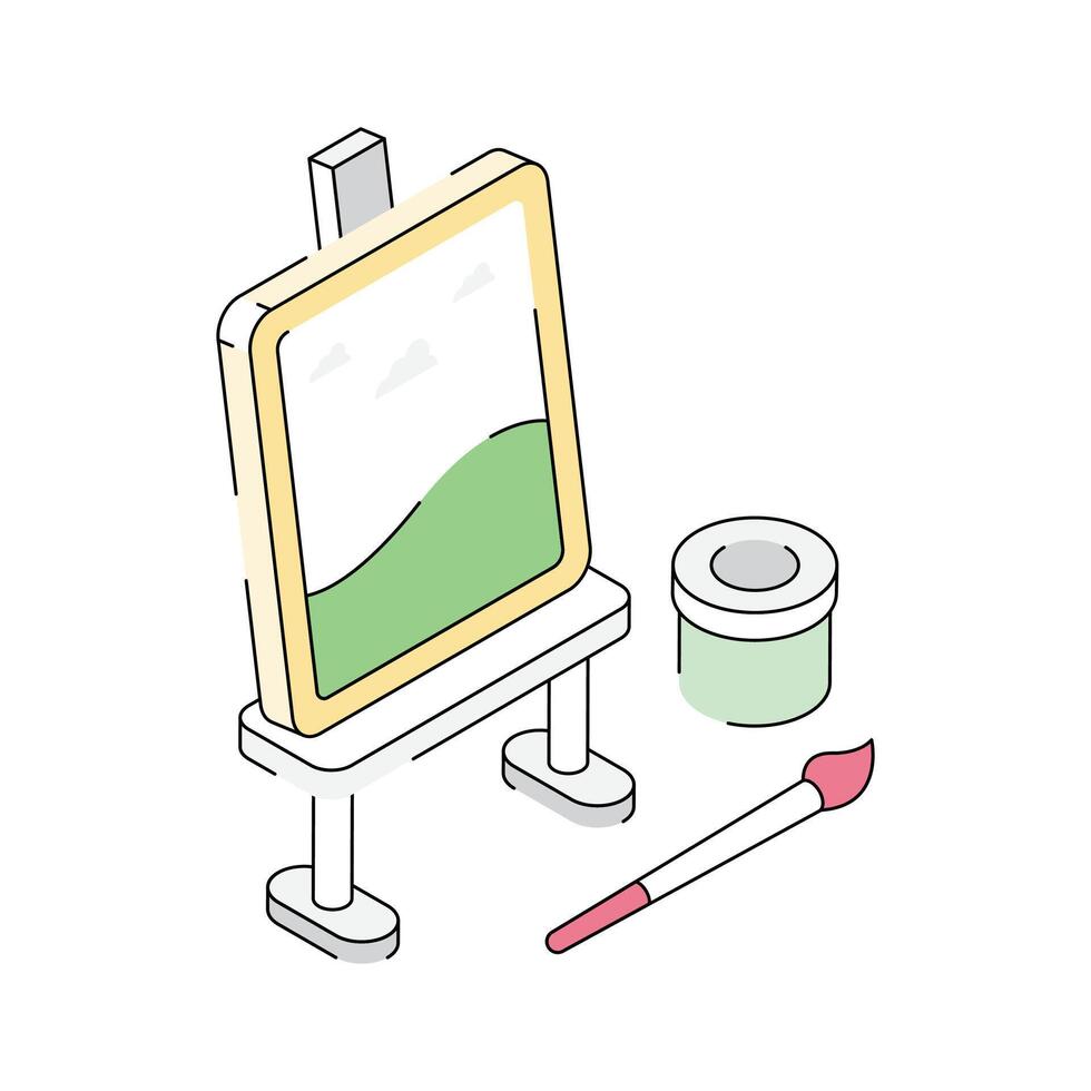 Here is an amazing isometric icon of canvas painting vector