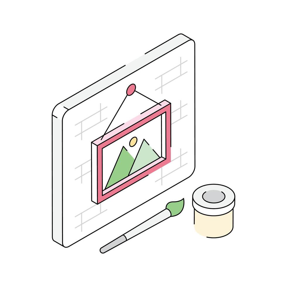 Wall painting icon creatively designed in isometric style vector