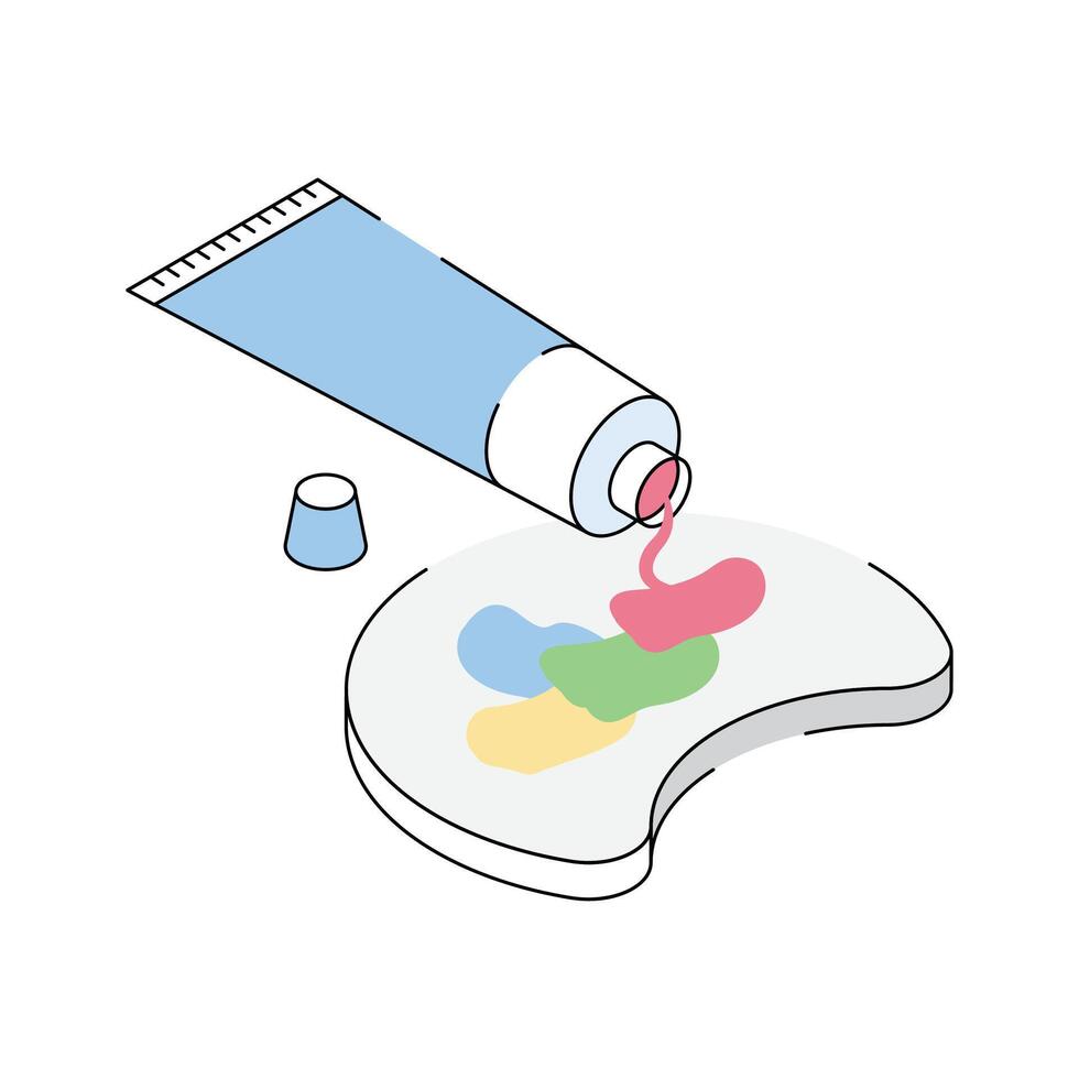 Check out our premium isometric icon depicting paint mixer plate vector