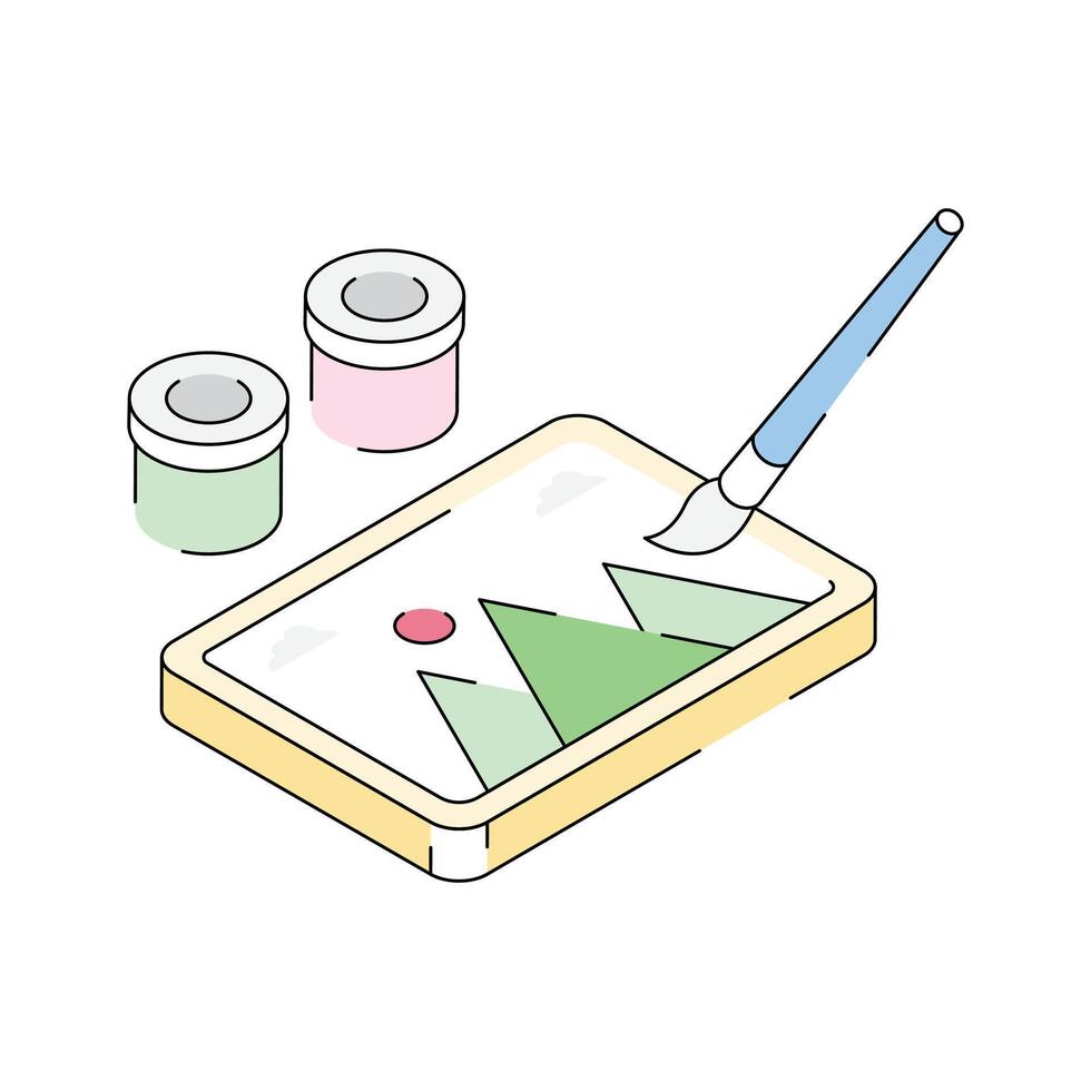 Latest icon of painting designed in isometric style vector